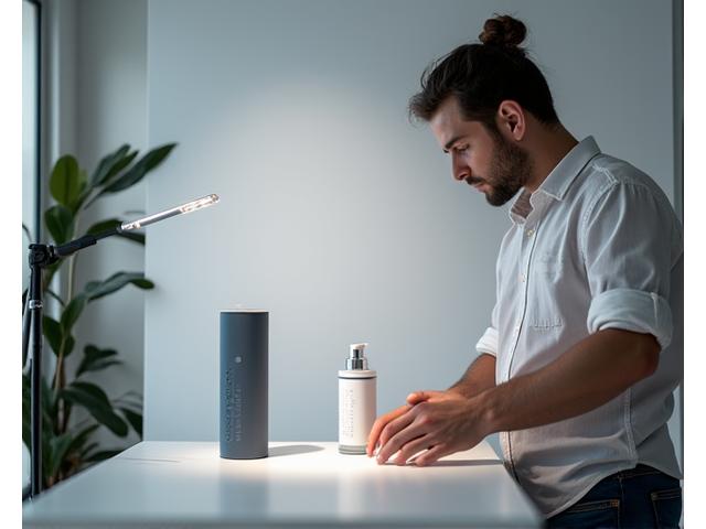 Photographer shooting commercial product in a modern studio